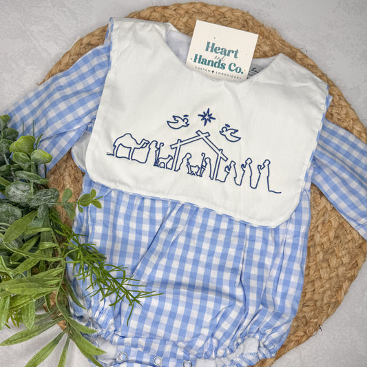 Nativity Gingham Romper Boys CIJ