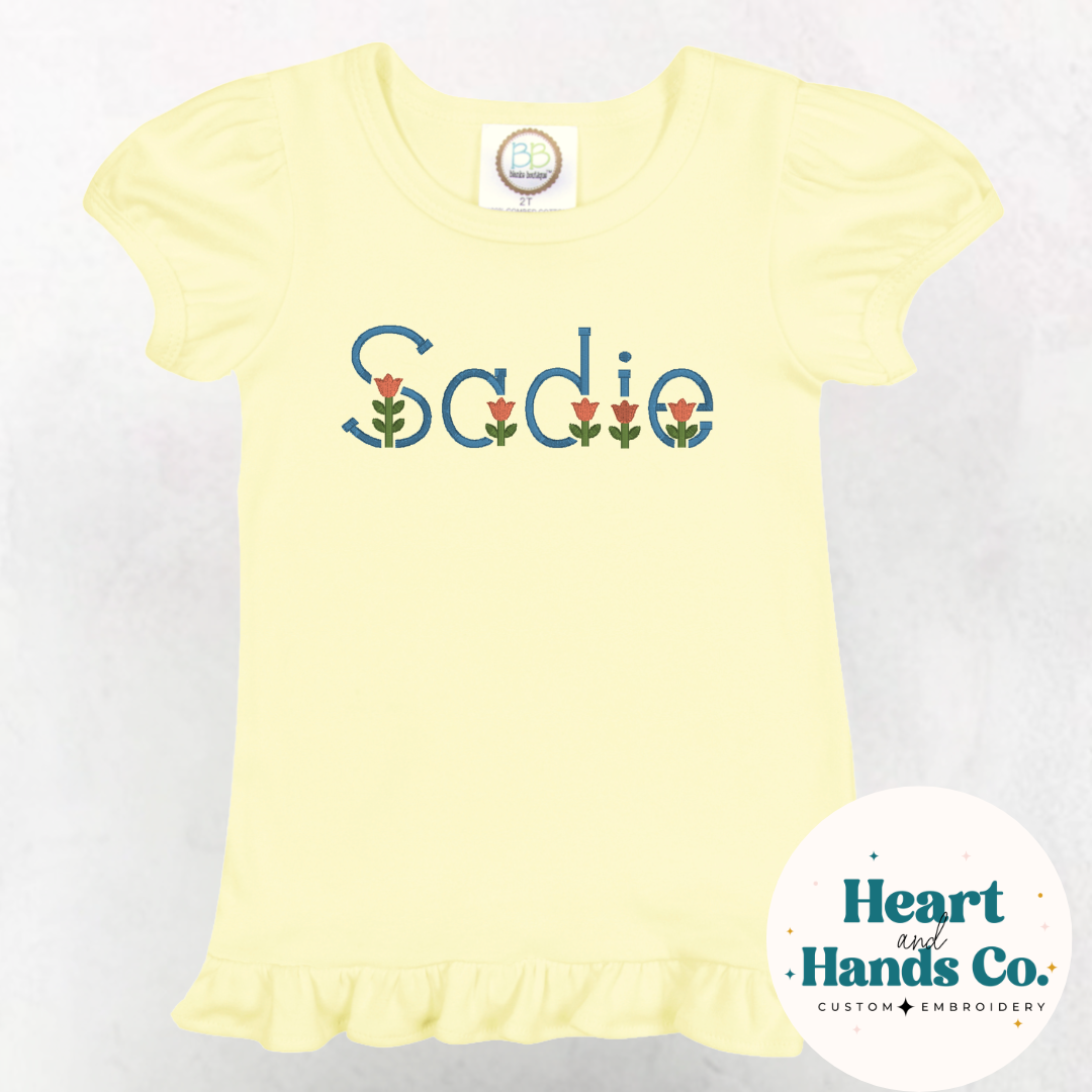 Easter Flower Font Ruffle Tee