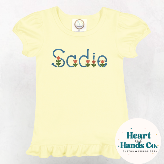 Easter Flower Font Ruffle Tee