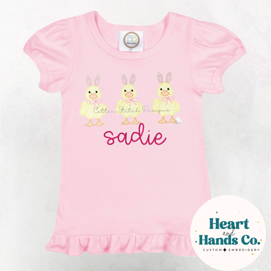 Easter Ducks Trio Ruffle Tee