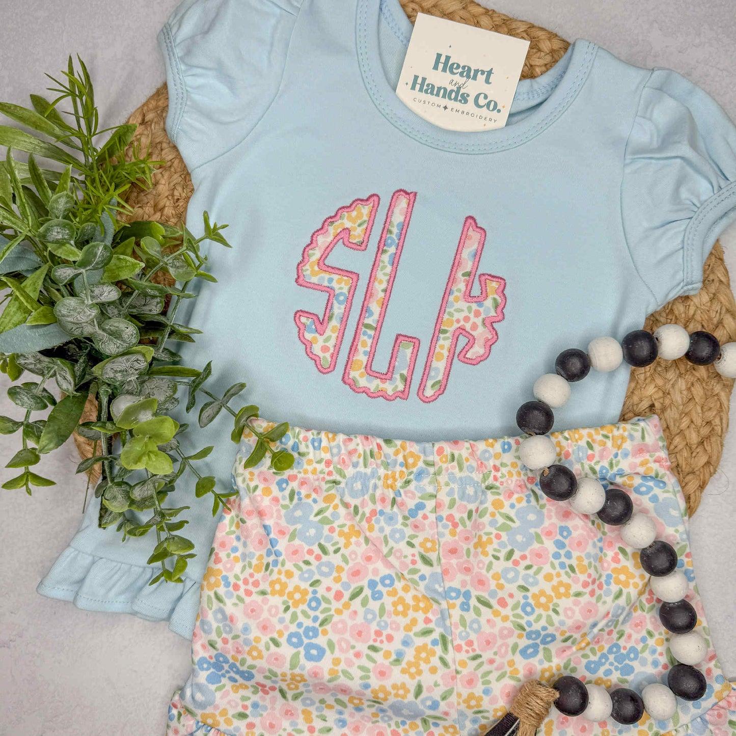 Scallop Monogram Applique Short Set