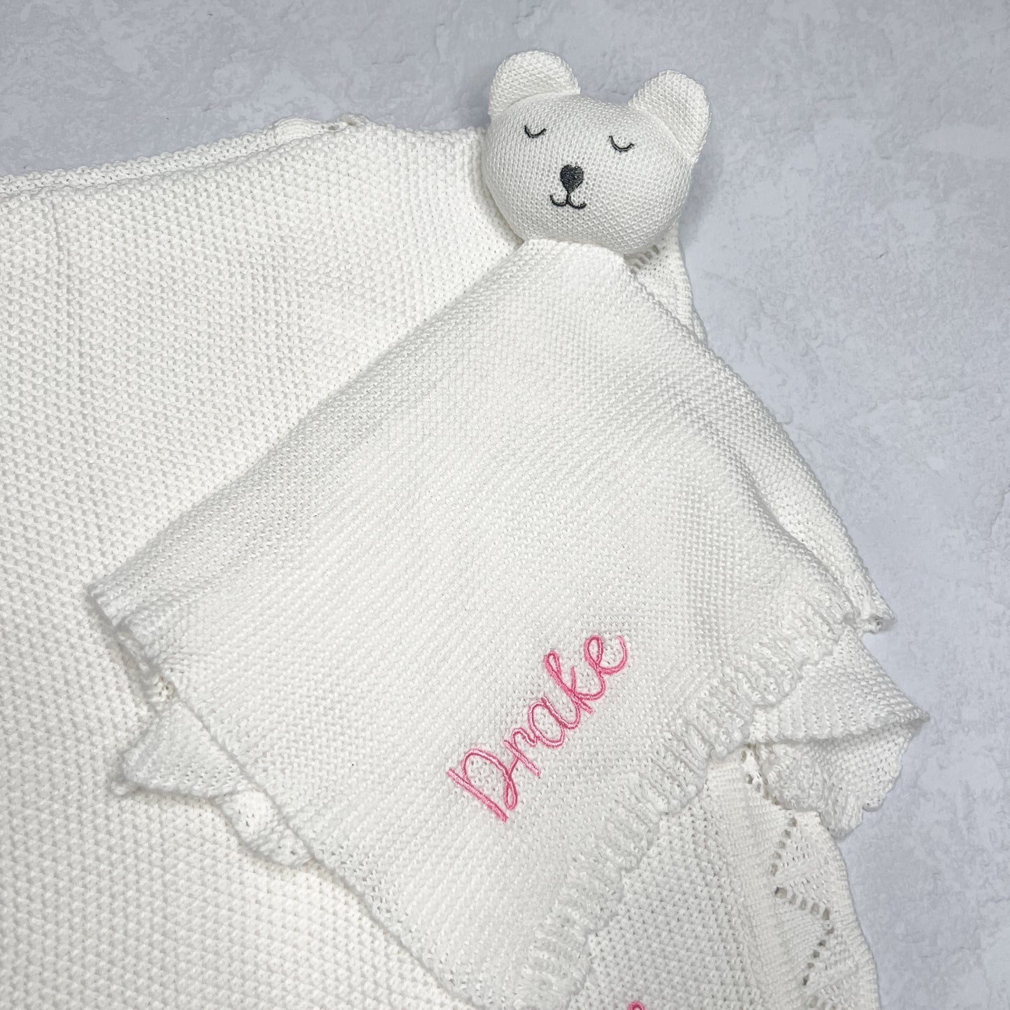 White Knit Cotton Blanket & Lovey