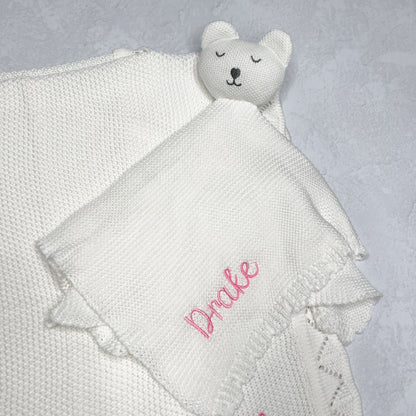 White Knit Cotton Blanket & Lovey