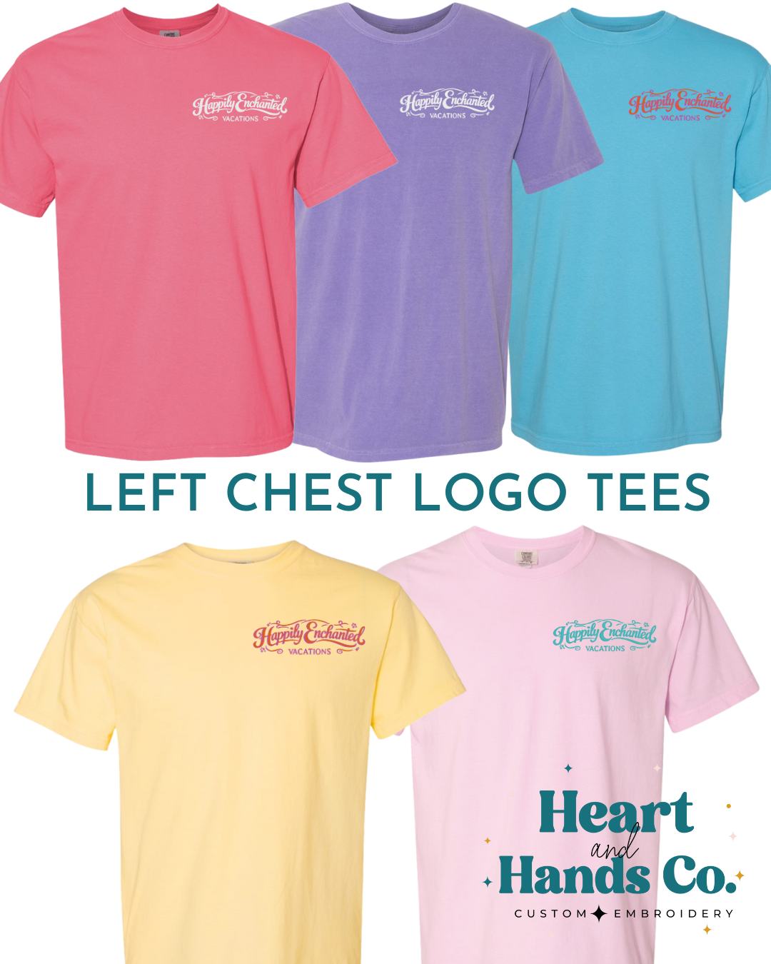 Left Chest Logo on Short Sleeve Tee - Happily Enchanted Vacations
