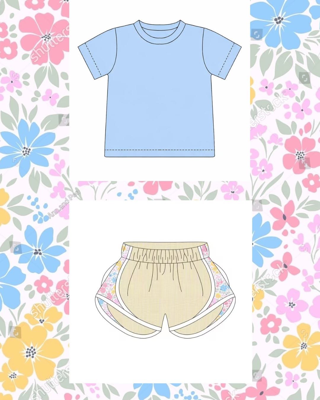 Girls Seersucker Short Sets