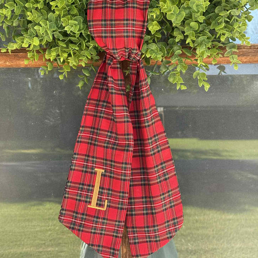 Plaid Initial Wreath Sash