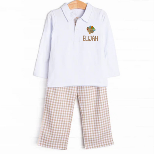 Pre-Order Short Sleeve Gingham Pants Set