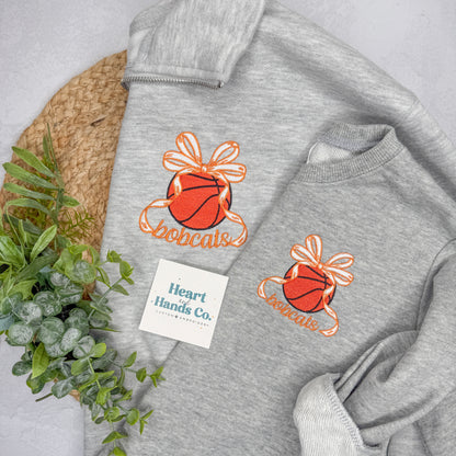 Basketball Bow School Spirit Pullover/Tee/Sweatshirt