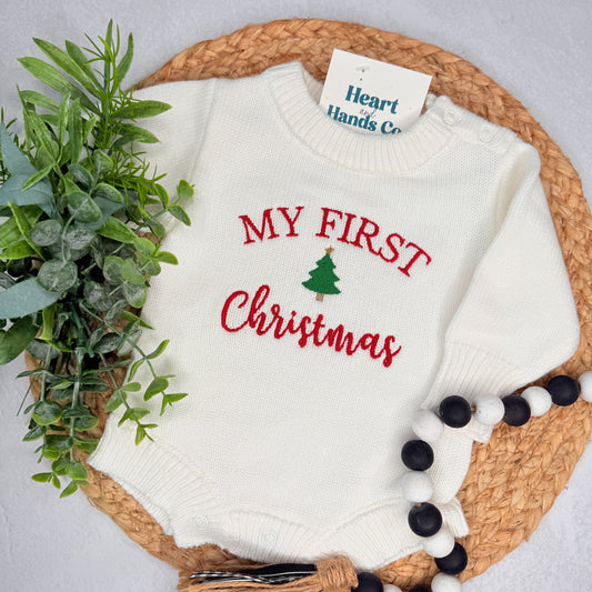 Unisex My First Christmas Knit Romper