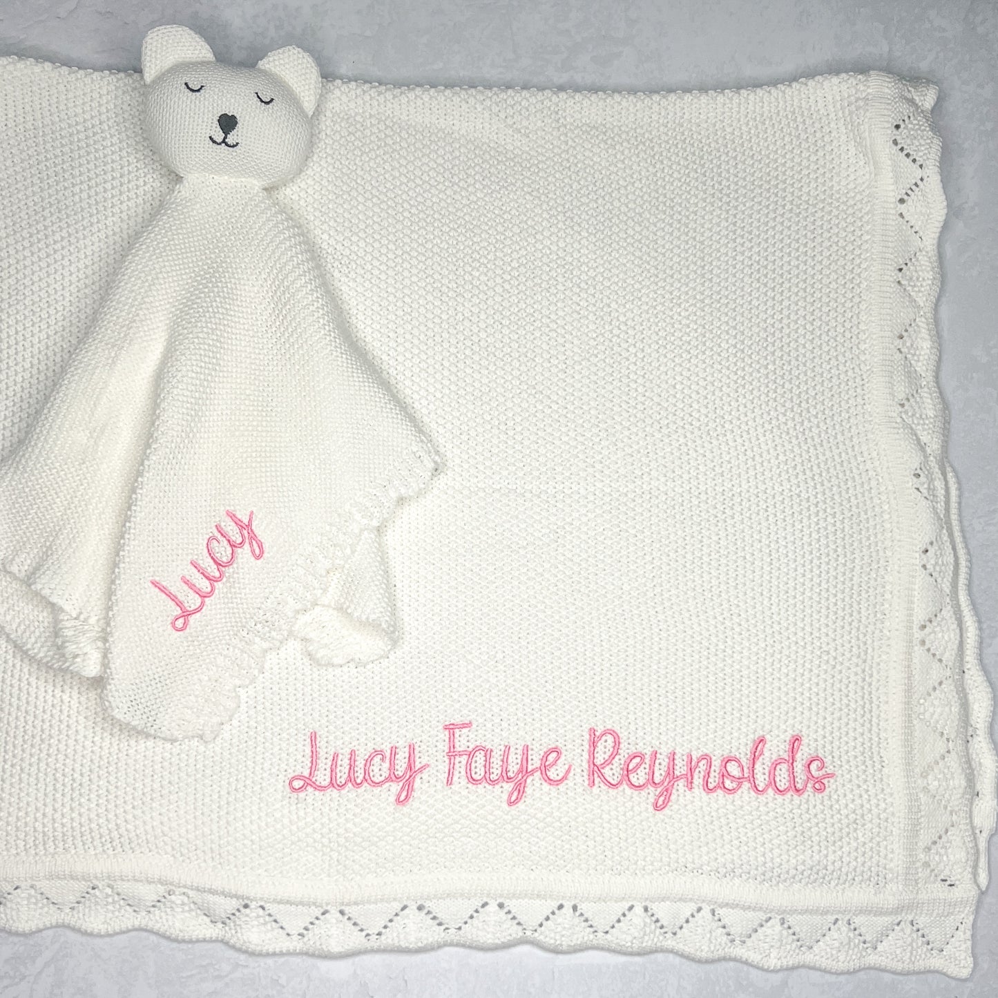 White Knit Cotton Blanket & Lovey