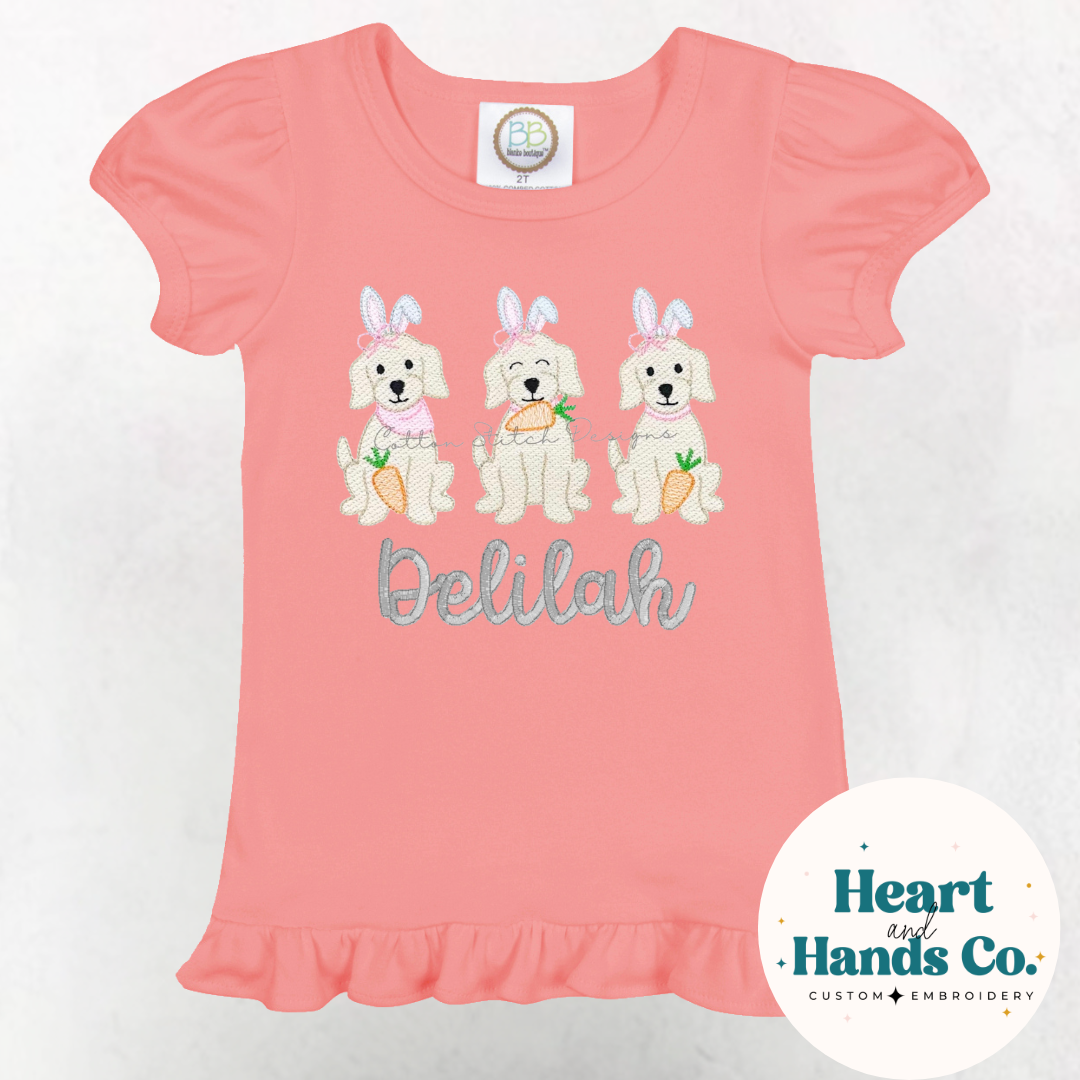 Easter Bunny Dog Trio Ruffle Tee