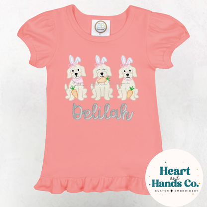 Easter Bunny Dog Trio Ruffle Tee