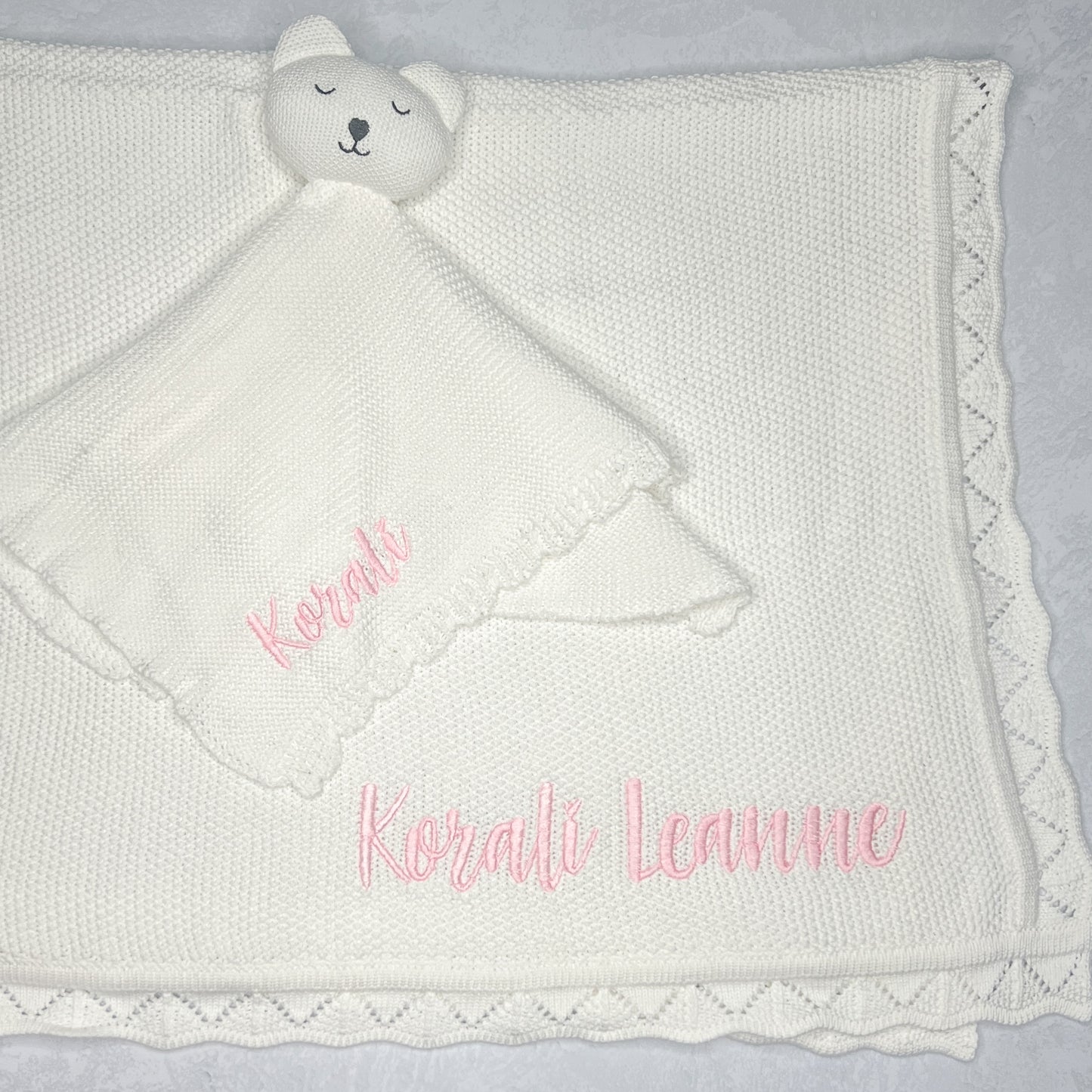 White Knit Cotton Blanket & Lovey