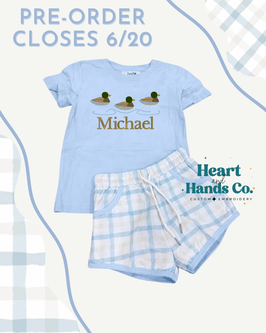 Boys Plaid Blue Short Set PRE-ORDER TAT: Aug/Sept