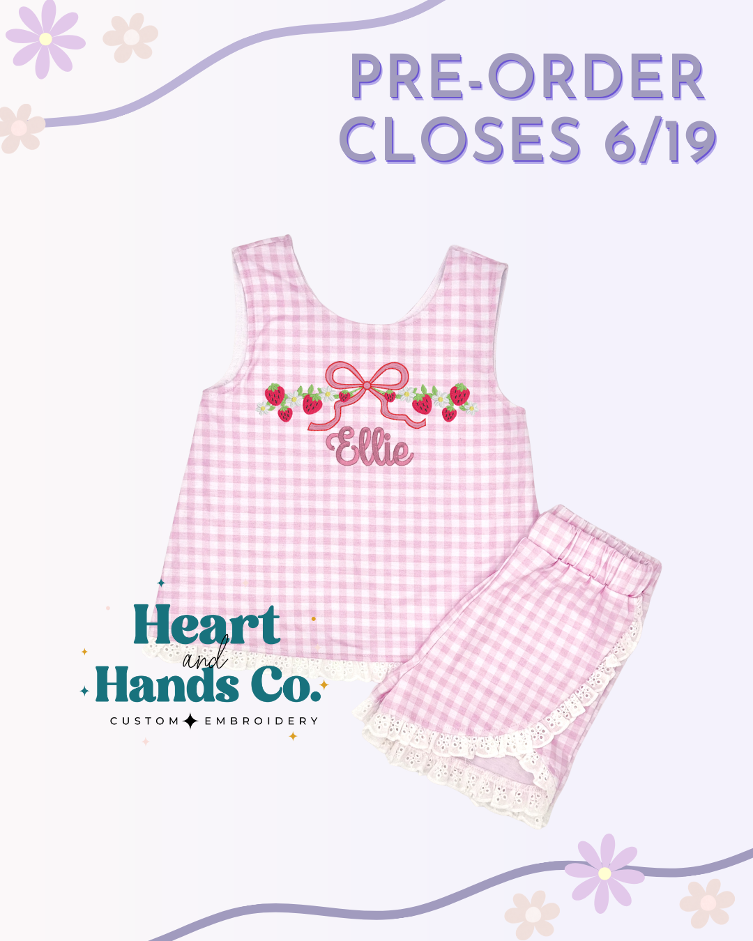 Pink Gingham Lace Short Set PRE-ORDER TAT: Aug/Sept