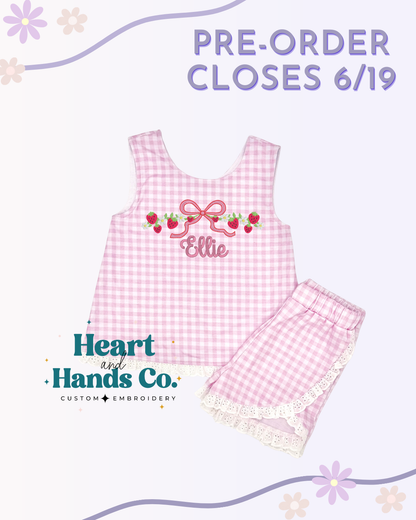 Pink Gingham Lace Short Set PRE-ORDER TAT: Aug/Sept