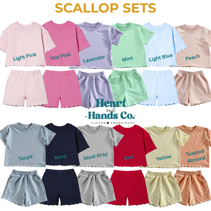 Scallop Short Sets- Girl's and Adult