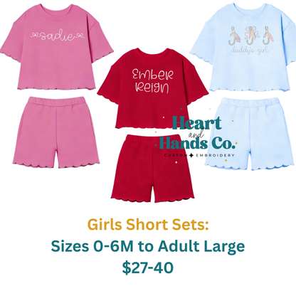 Scallop Short Sets- Girl's and Adult