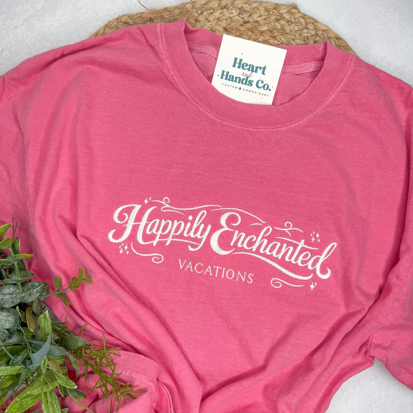 Center Chest Logo on Short Sleeve Tee - Happily Enchanted Vacations