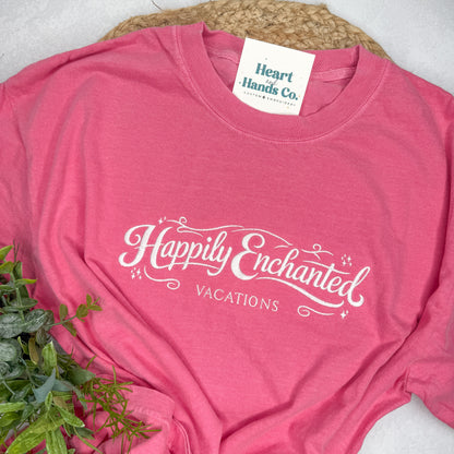 Center Chest Logo on Short Sleeve Tee - Happily Enchanted Vacations