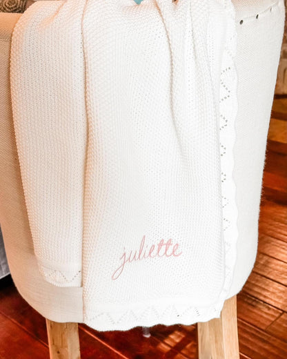 White Knit Cotton Blanket & Lovey