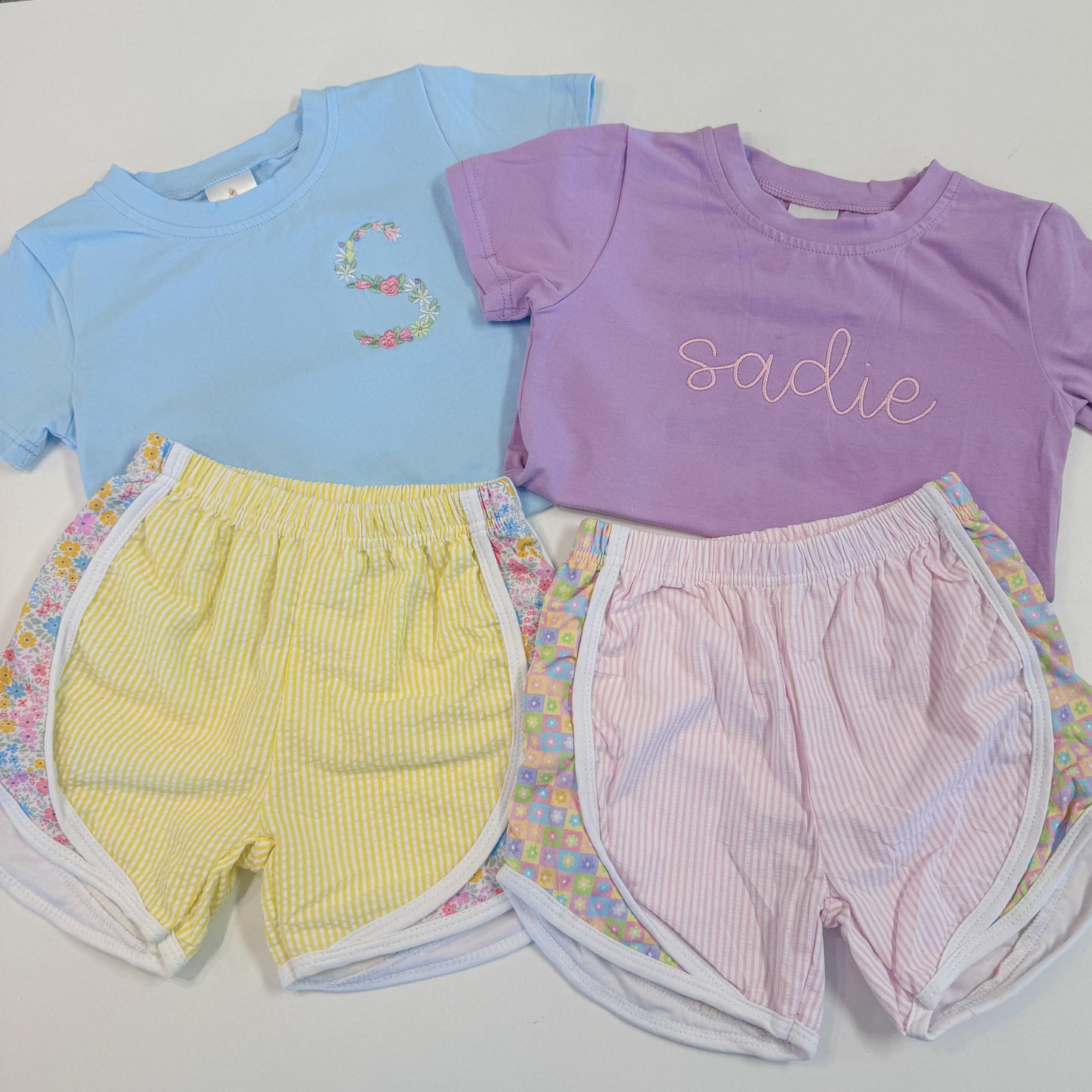 Girls Seersucker Short Sets