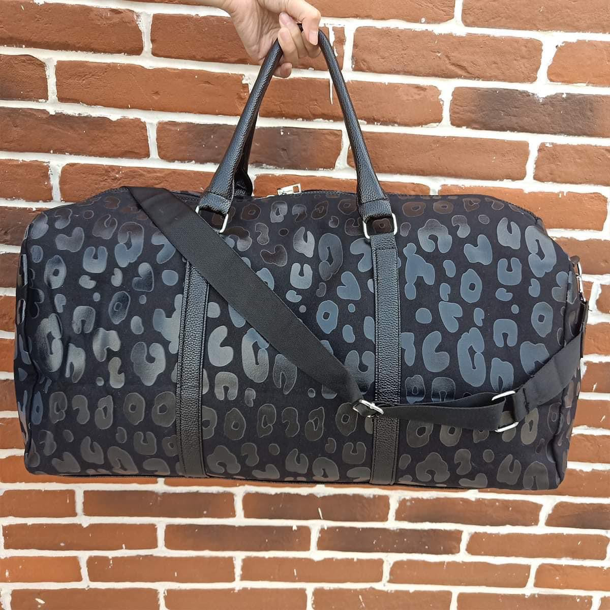 Black Leopard Weekender Bag