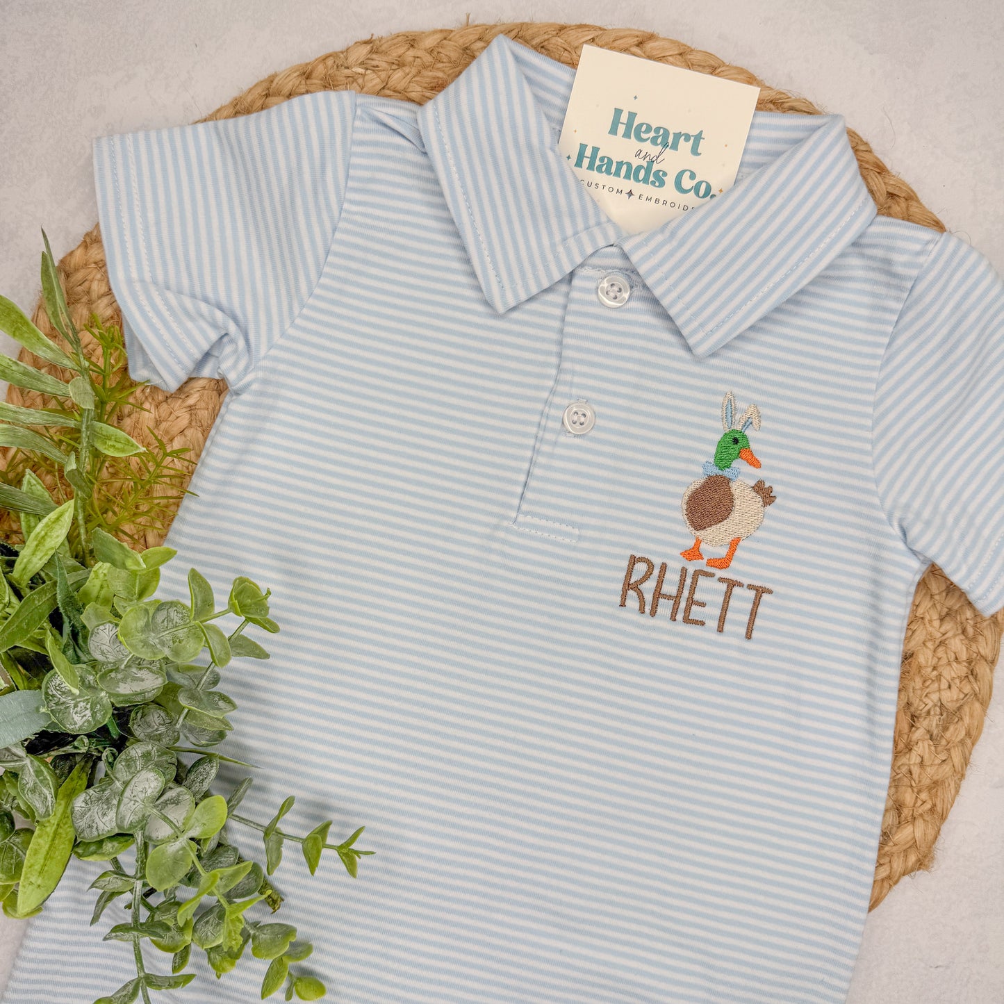 Easter Mallard Duck Monogram Polo / Romper
