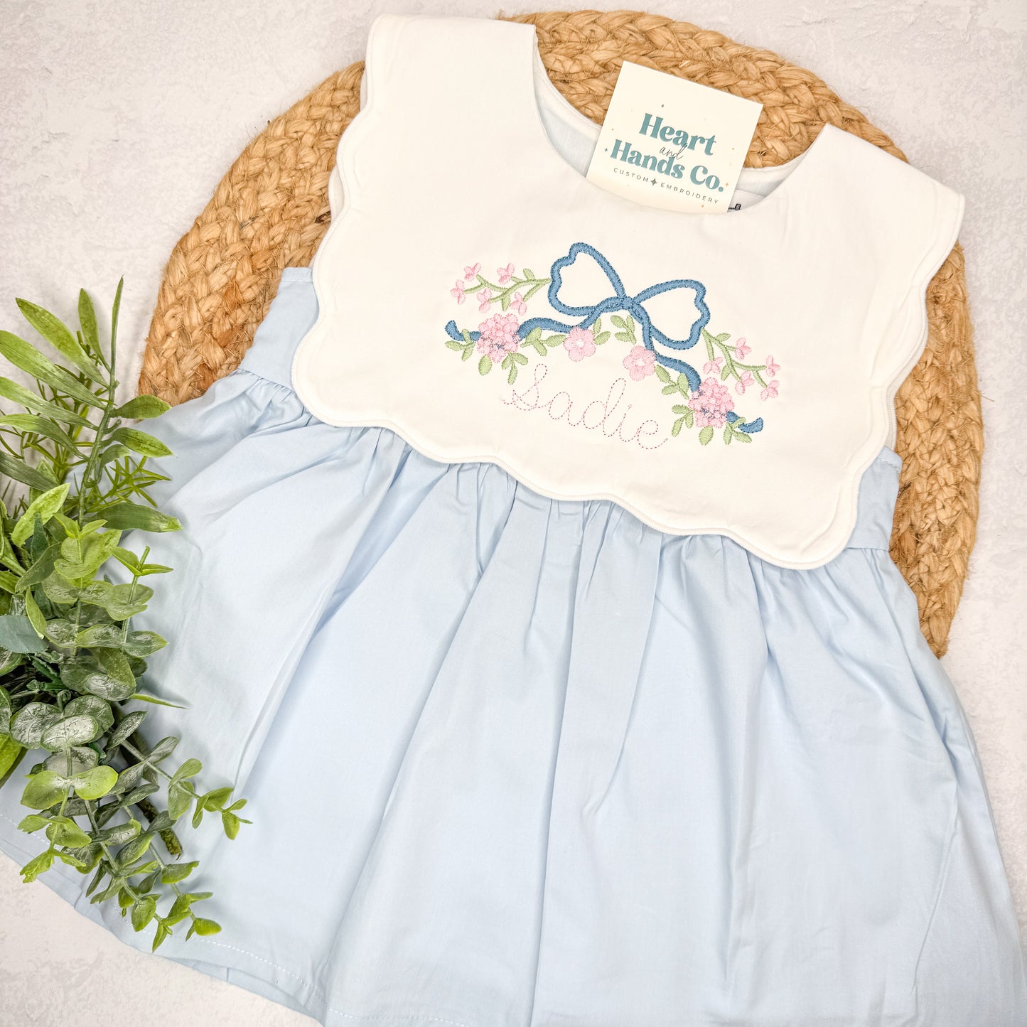 Blue Woven Dress/Diaper Set IN STOCK