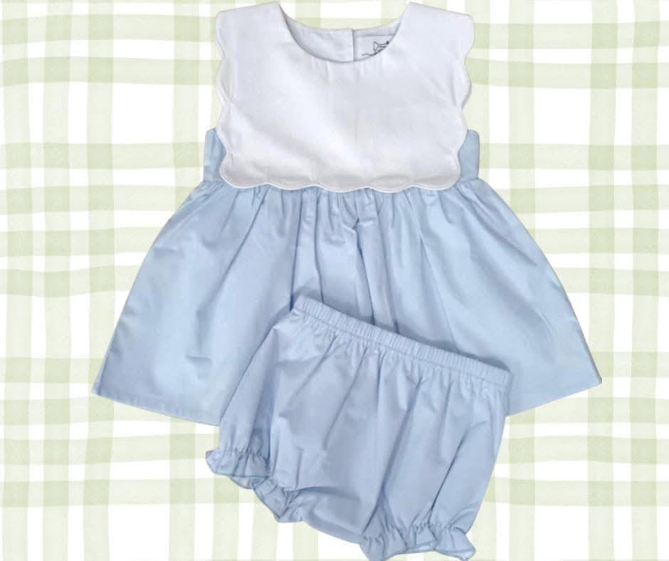 Blue Woven Dress/Diaper Set IN STOCK