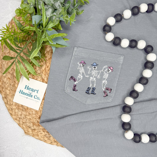 Cow Girl Skeleton Pocket Tee