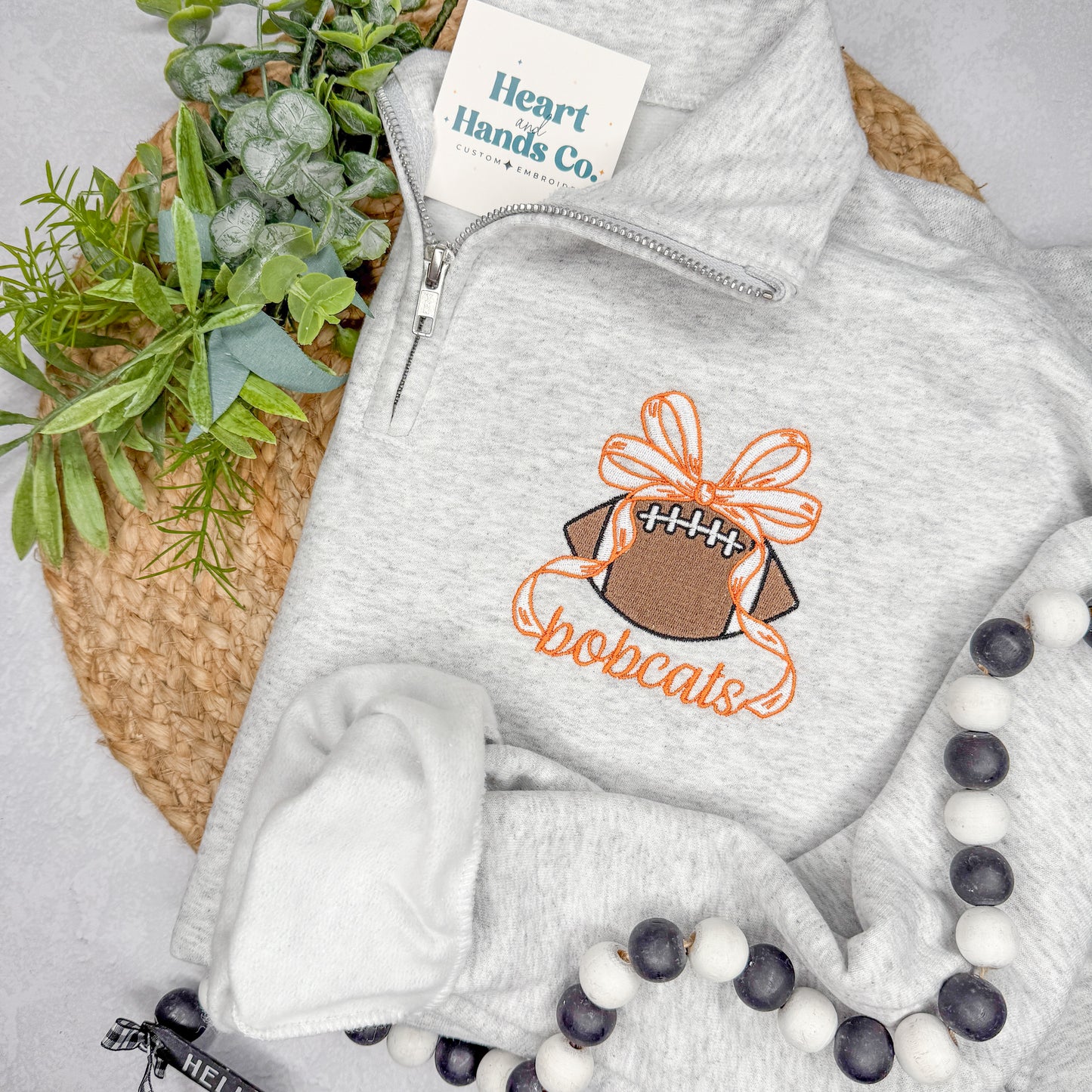 Football Bow Tee/Sweatshirt/Quarter Zip