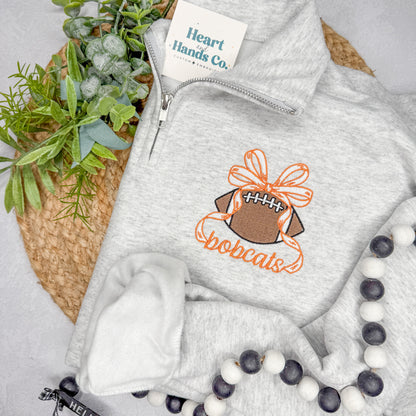 Football Bow Tee/Sweatshirt/Quarter Zip