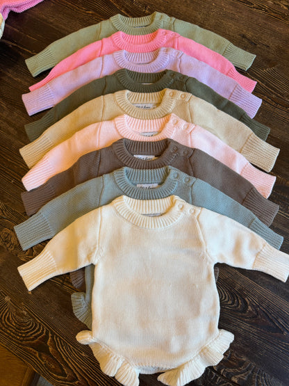Knit Ruffle Rompers
