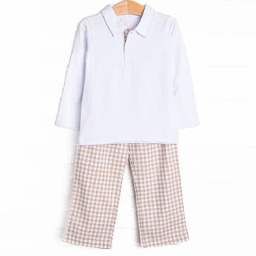 Pre-Order Short Sleeve Gingham Pants Set