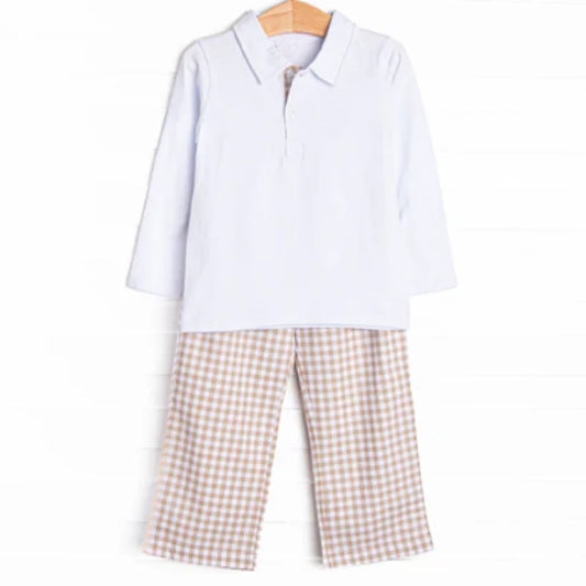 Pre-Order Short Sleeve Gingham Pants Set